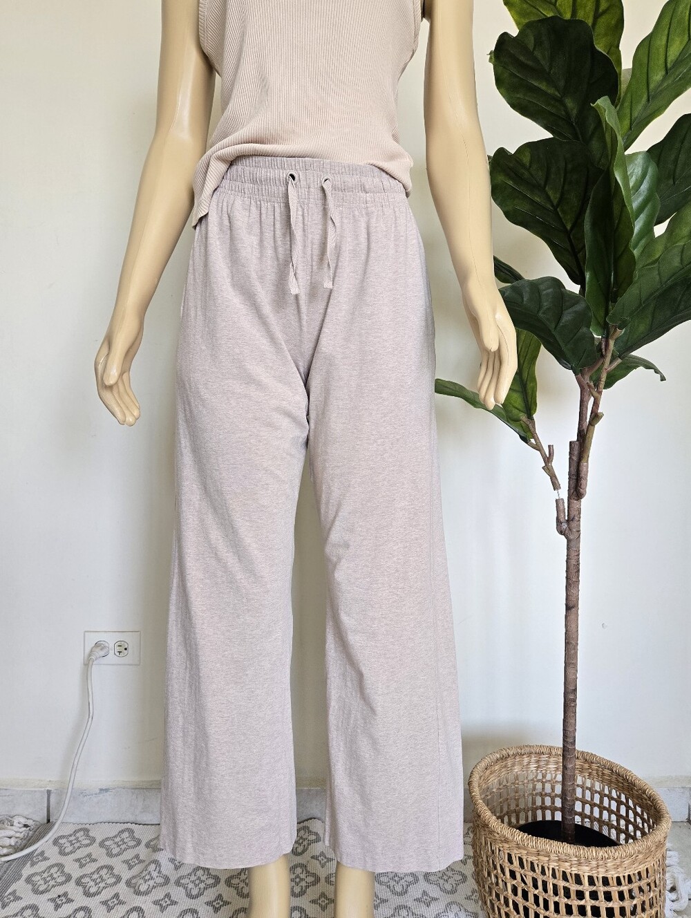 Pact Organic Cotton Women's Cool Stretch Lounge Pant Size L Beige Color Nude